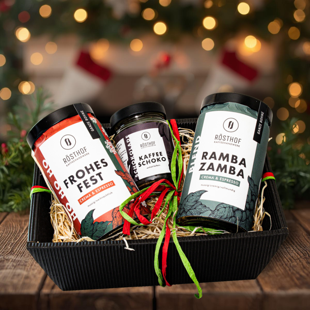 Kleiner weihnachtlicher Geschenkkorb Espresso