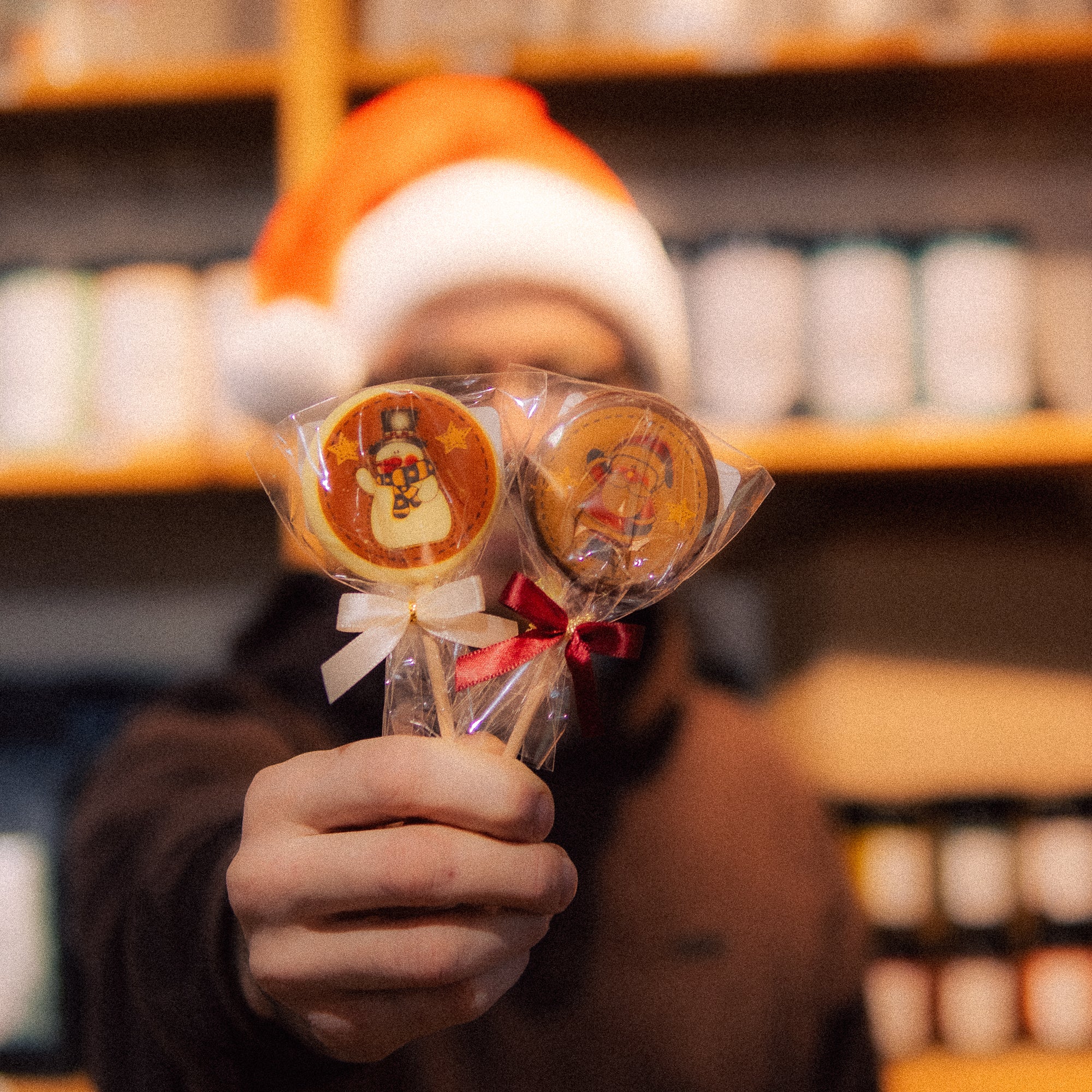 Weihnachtlicher Schneemann Lollipop –  weiße Schokolade