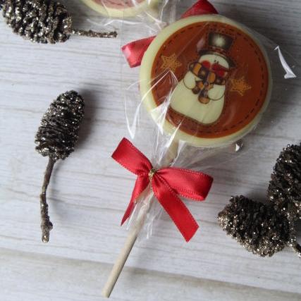 Weihnachtlicher Schneemann Lollipop –  weiße Schokolade